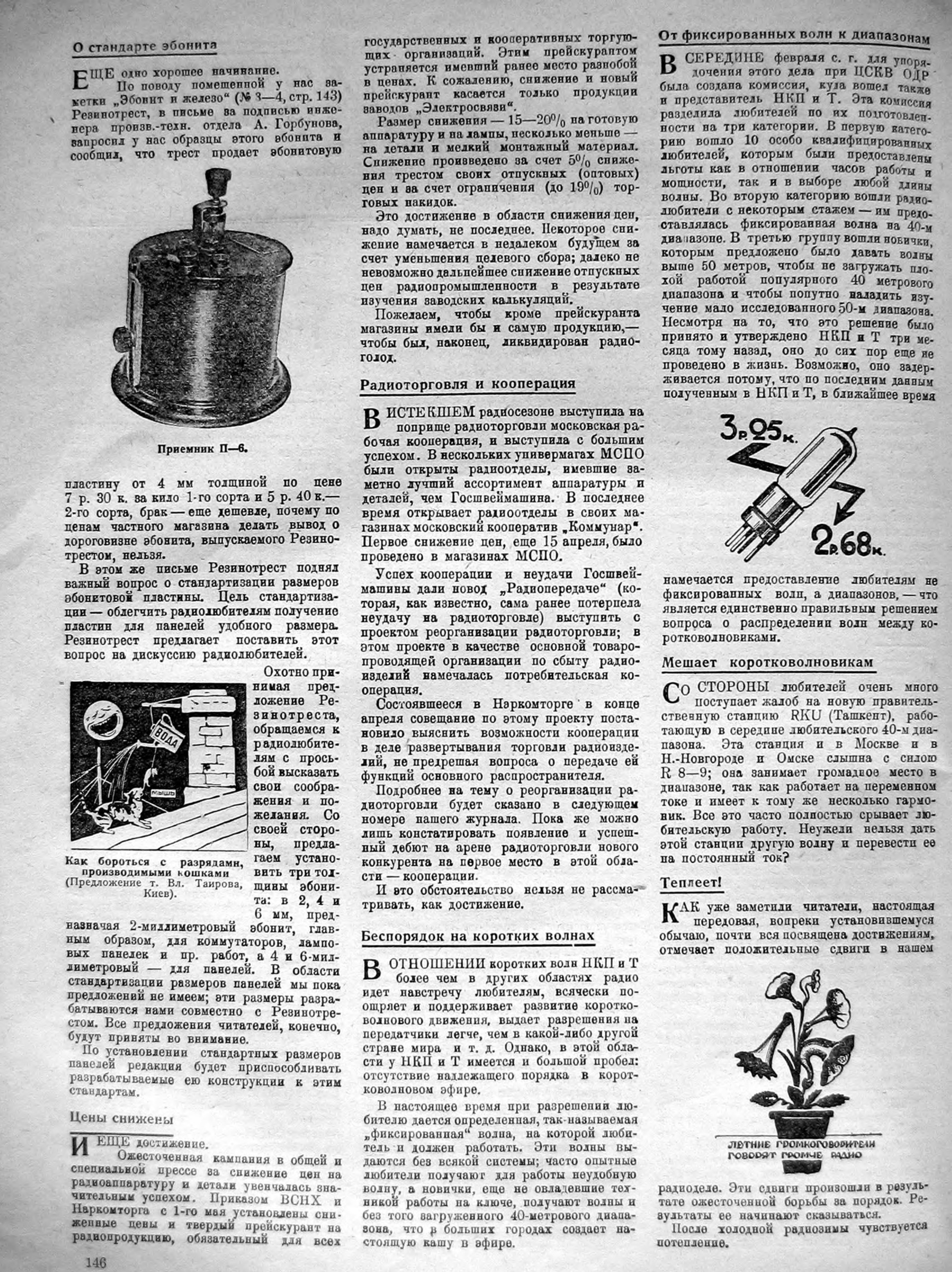 Стр. 2 (146) журнала «Радиолюбитель» № 5 за 1928 год (крупно)