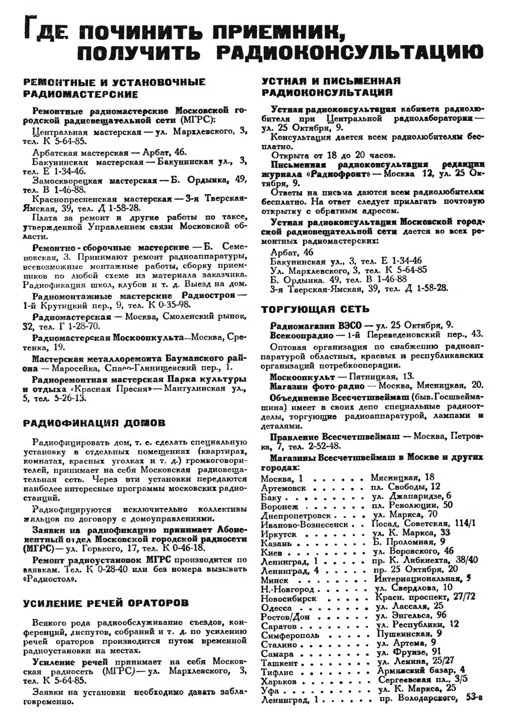 3-я страница обложки журнала «Радиофронт» № 9 за 1933 год