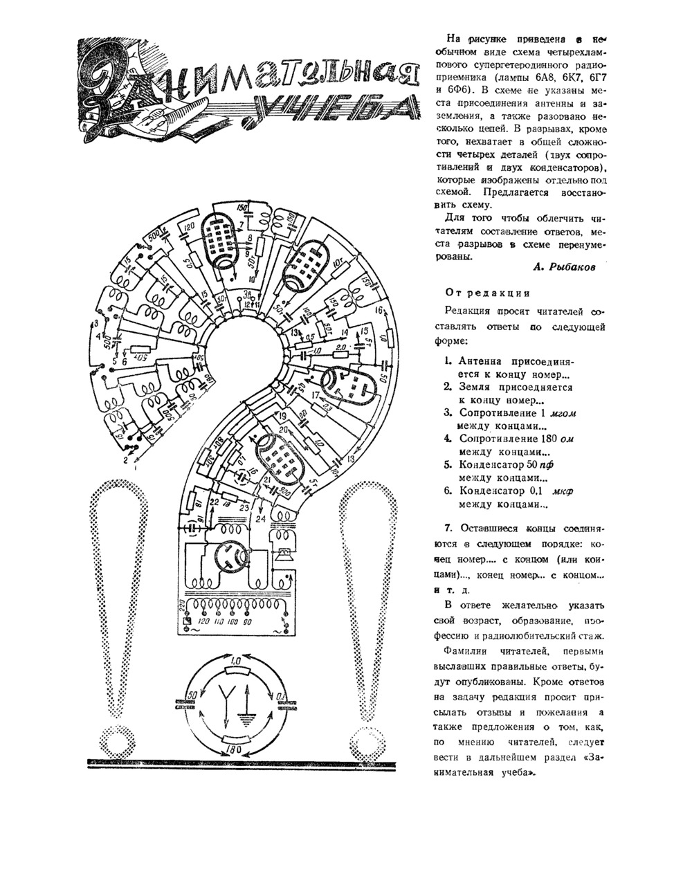 3-я страница обложки журнала «Радио» № 1 за 1950 год