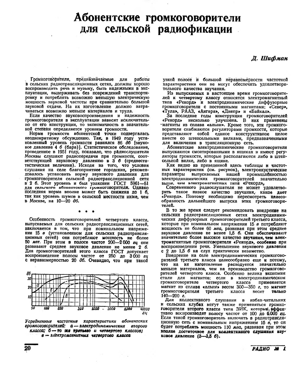 Стр. 20 журнала «Радио» № 1 за 1954 год