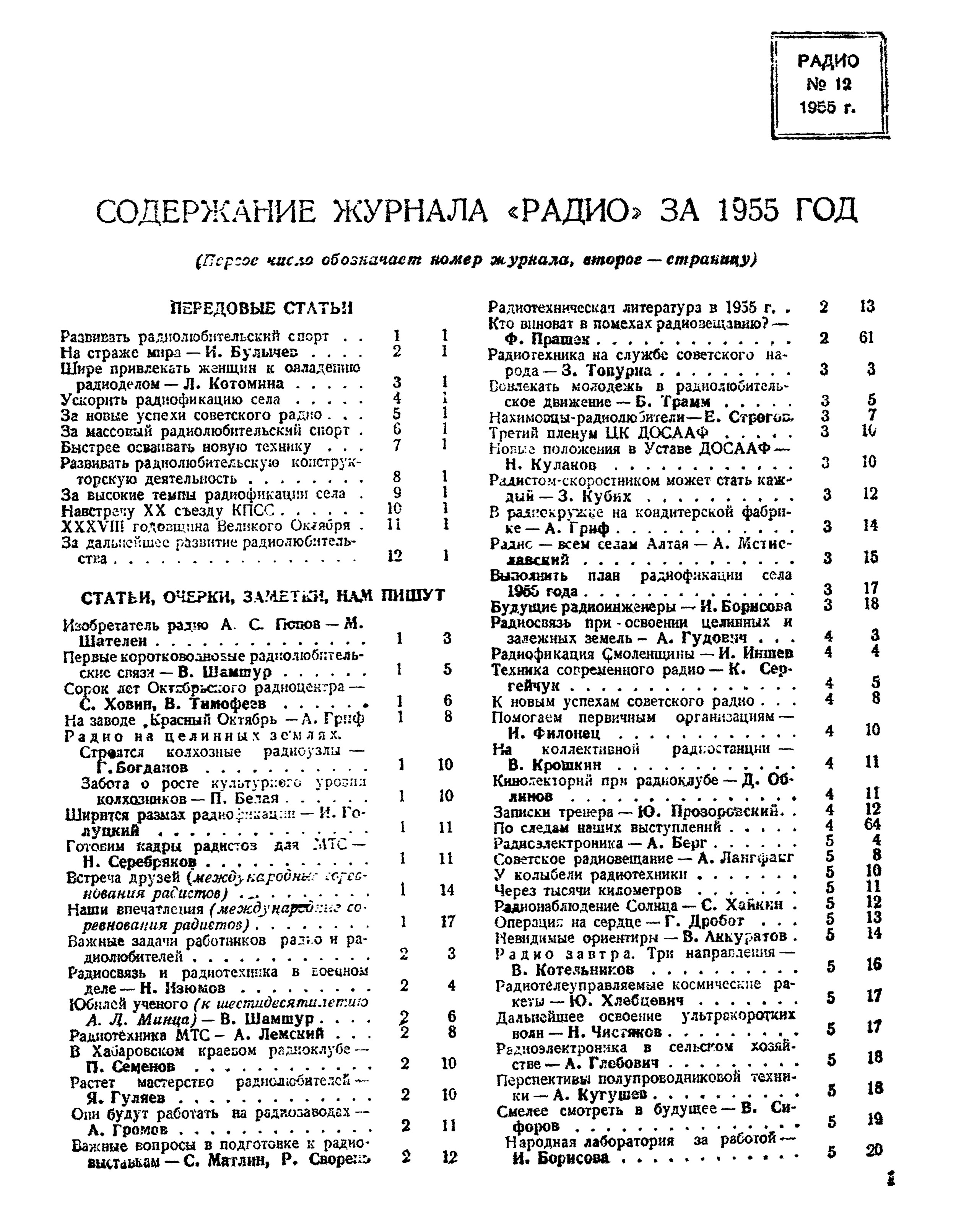 Стр. 65 журнала «Радио» № 12 за 1955 год (крупно)