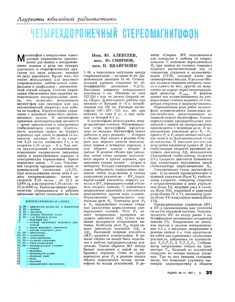 Стр. 33 журнала «Радио» № 11 за 1967 год