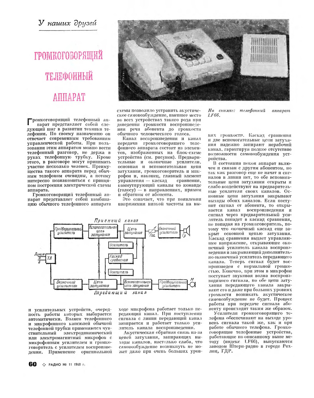 Стр. 60 журнала «Радио» № 11 за 1968 год