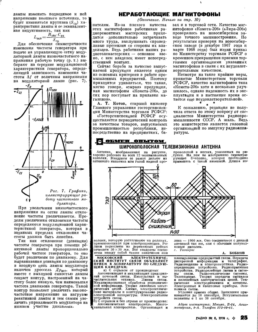 Стр. 25 журнала «Радио» № 8 за 1970 год