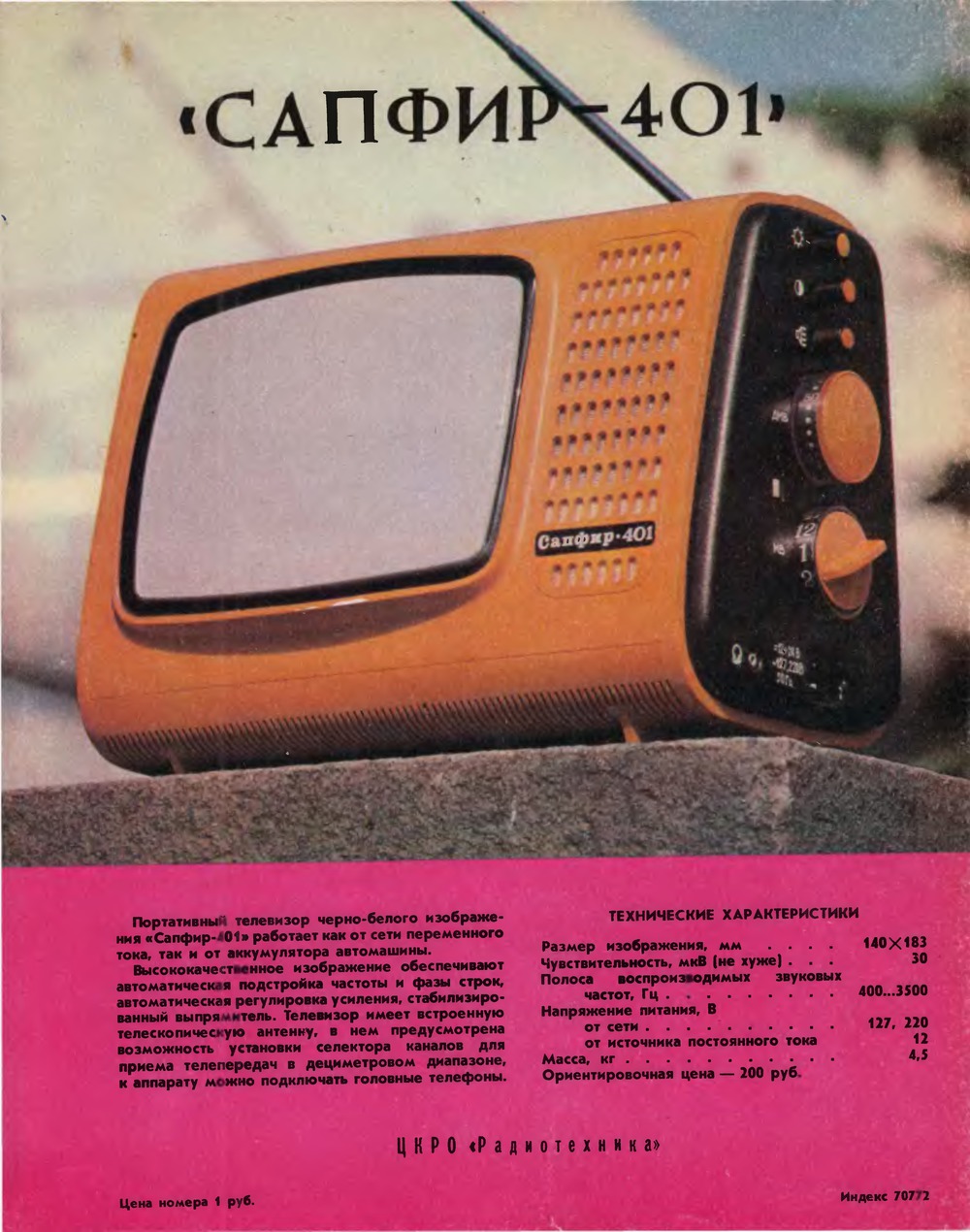 4-я страница обложки журнала «Радио» № 5–6 за 1981 год