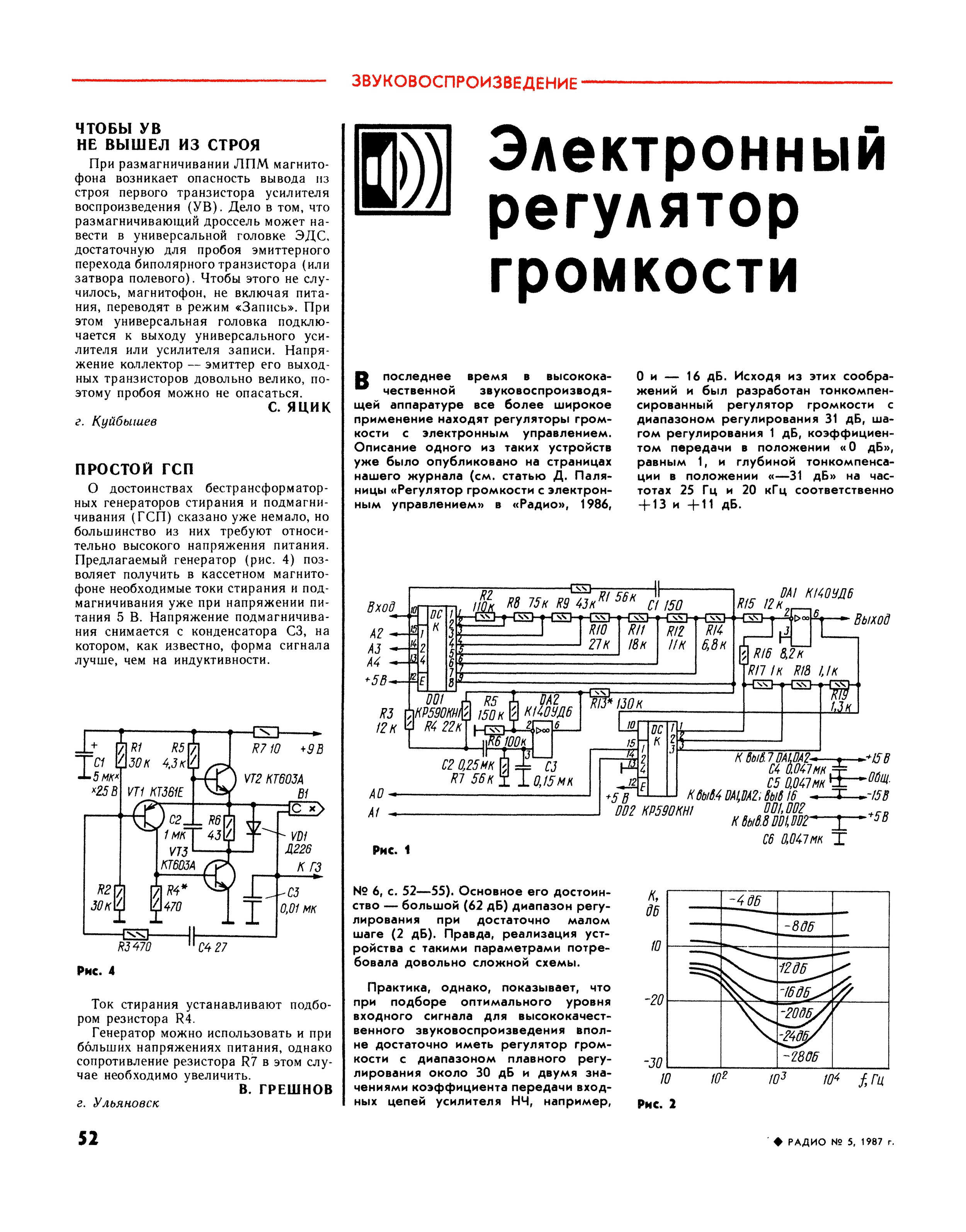 Тонкомпенсированный регулятор громкости схема