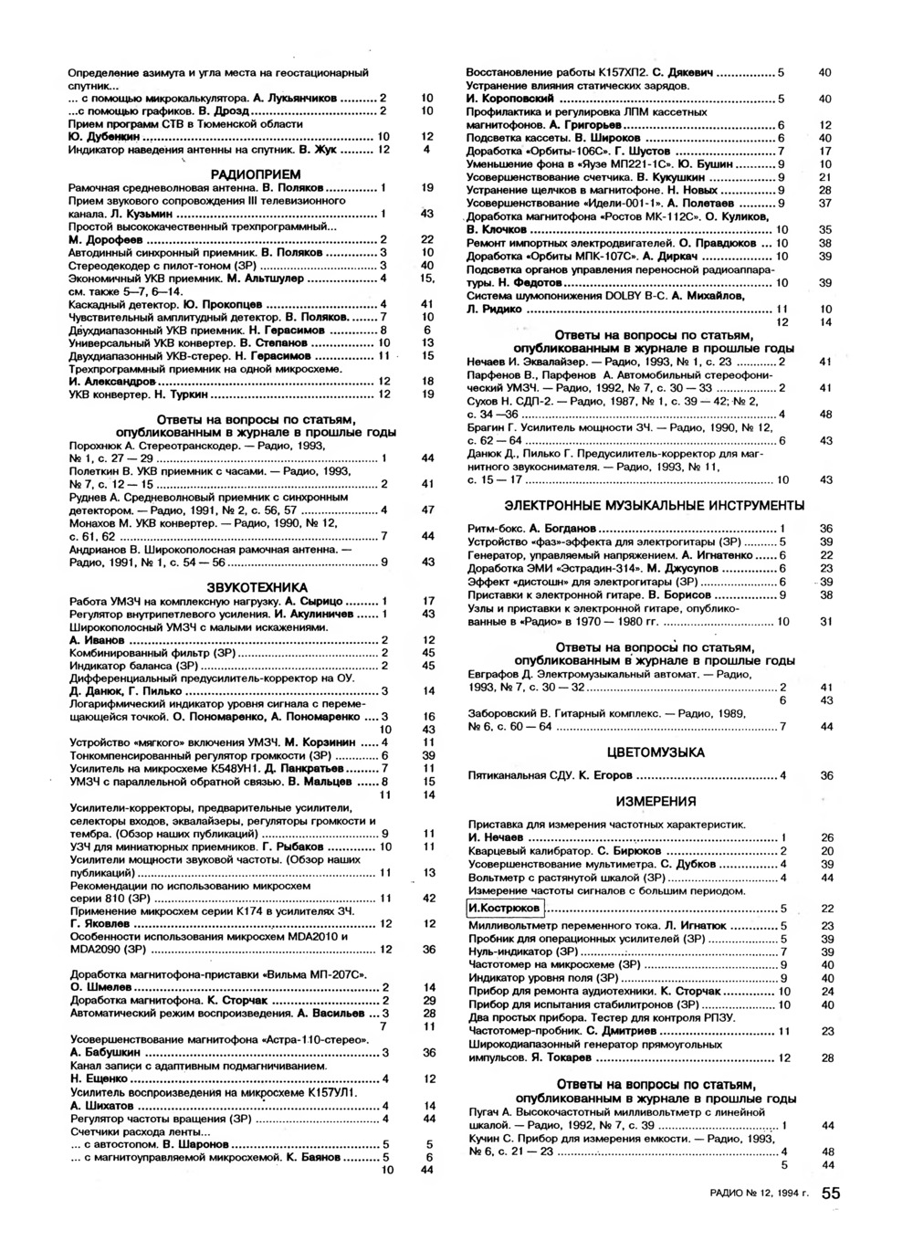 Стр. 55 журнала «Радио» № 12 за 1994 год