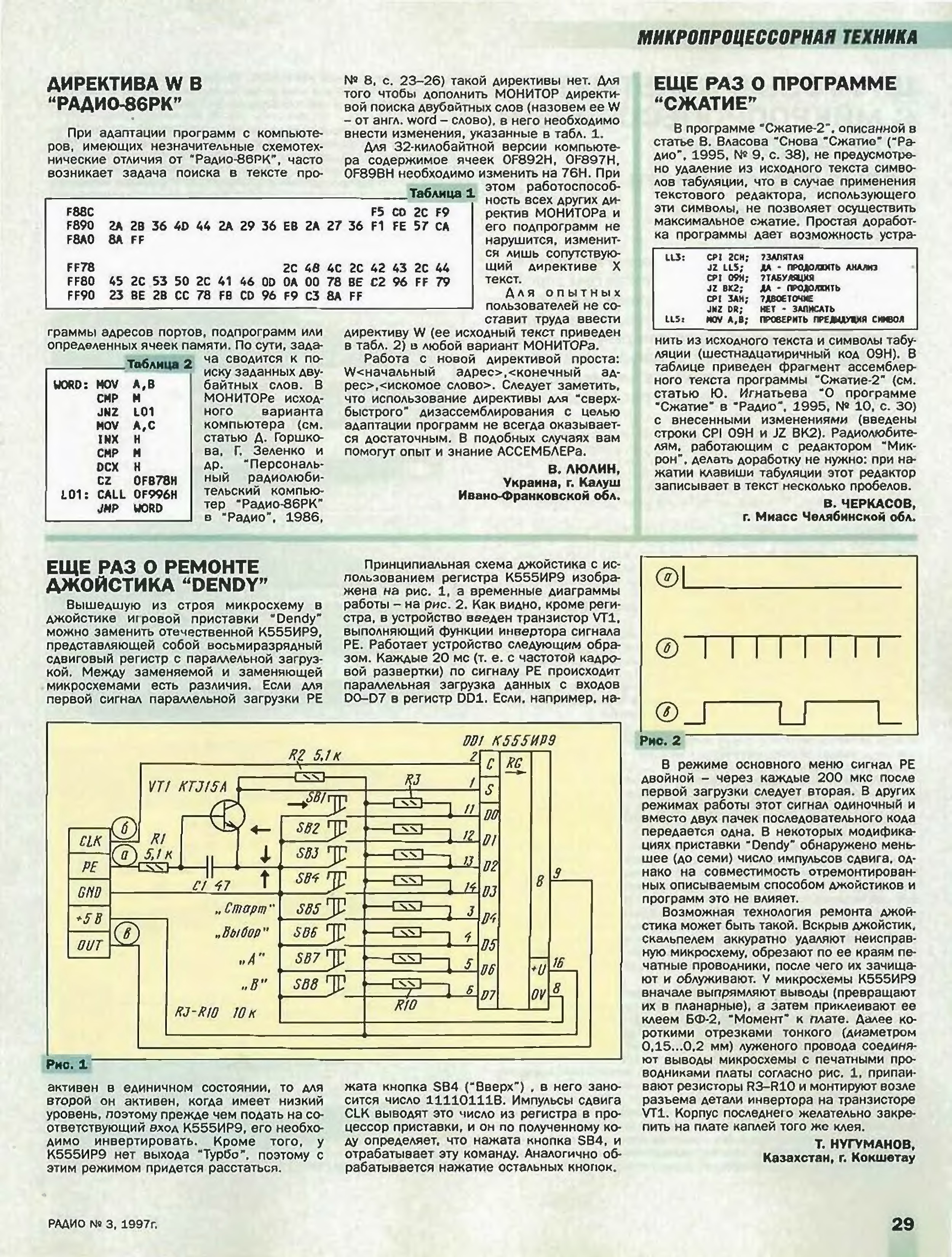 Схема джойстика денди